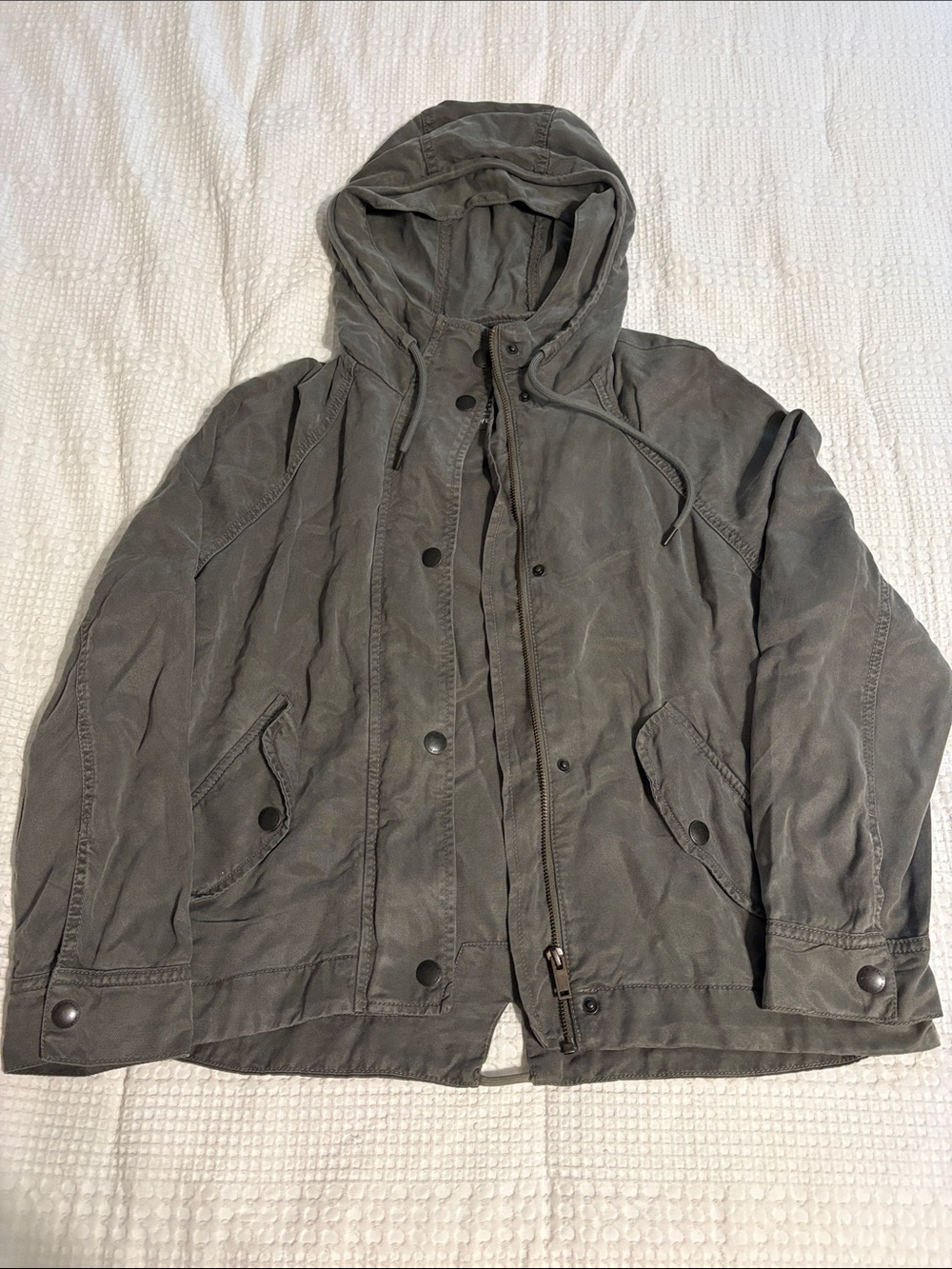 American Eagle Outfitters Hooded Military-Style Jacket in Army Green NWT